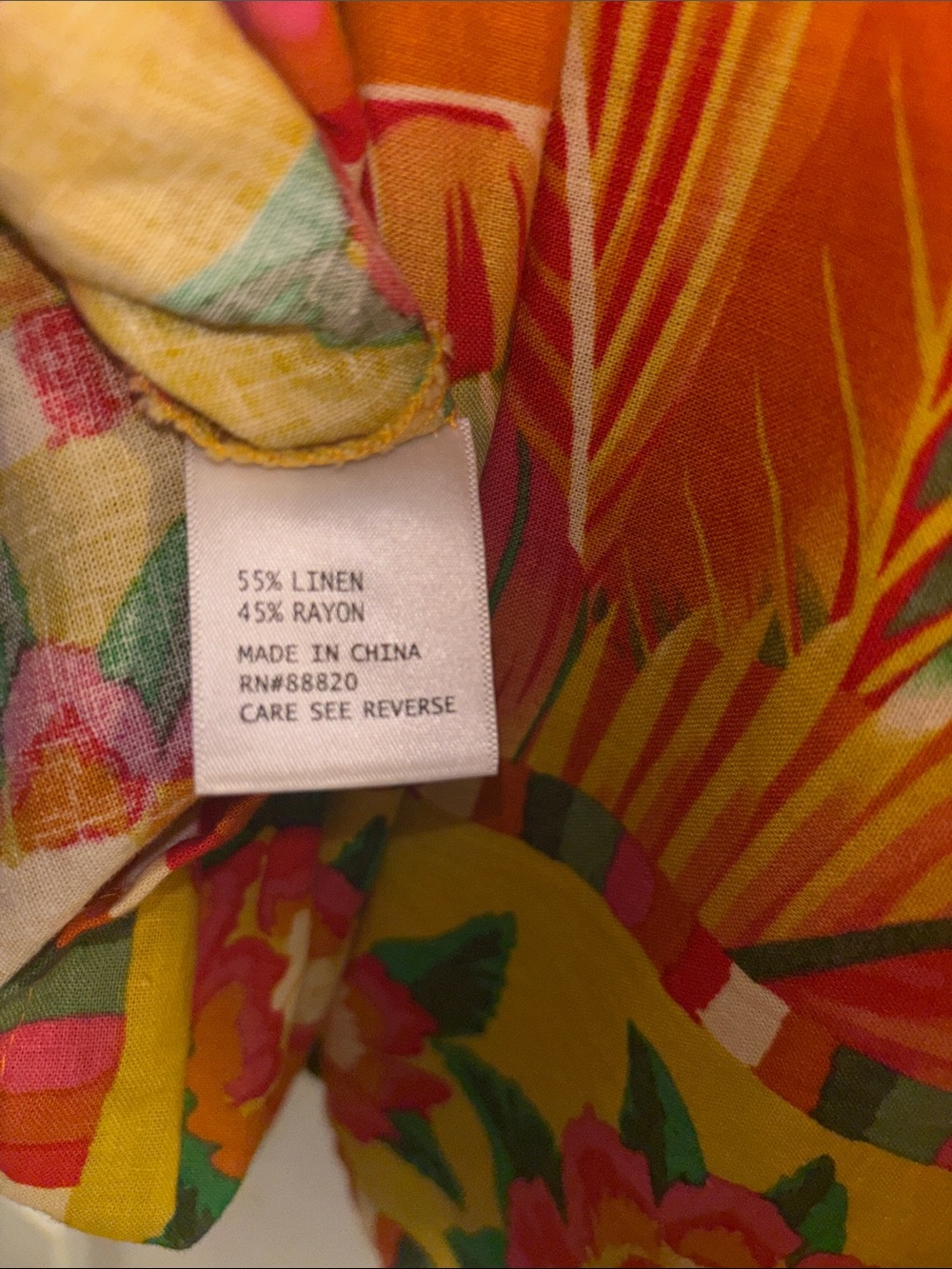 RACHEL Rachel Roy Orange Tunic with Pink and Green Tropical Print - Picture 8 of 8